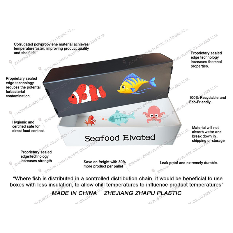 Fugtsikker stabelbar Corflute Plastic Seafood Box